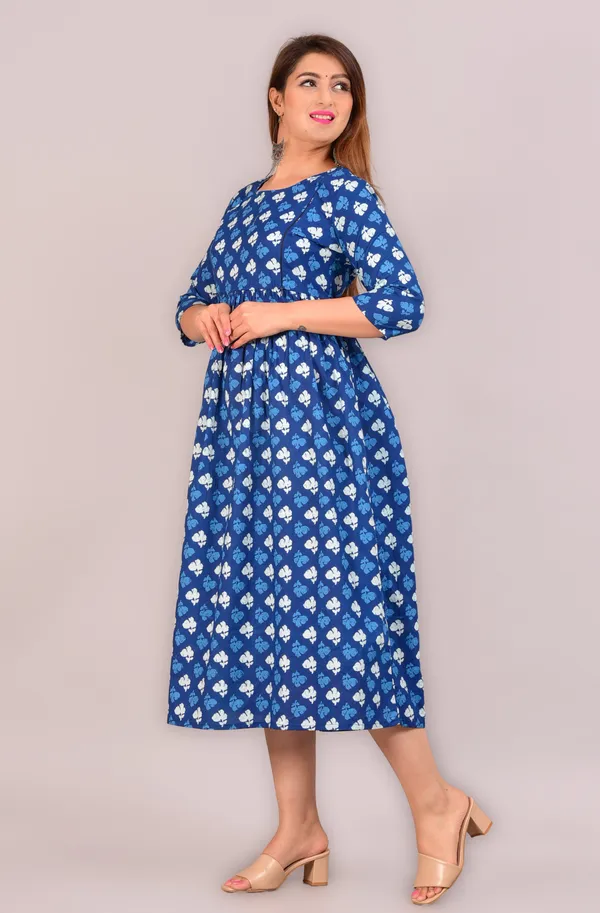 Maternity_Women_Fit_and_Flare_Blue_Dress
